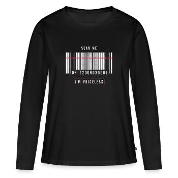 Say funny party gift bar code irony - Women's Premium Organic Long Sleeve Shirt - black - Front - Julia (174cm)