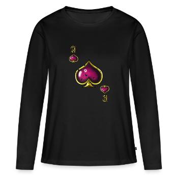 As de pique poker carte halloween costume drôle - T-shirt manches longues Premium bio Femme - noir - Devant - Julia (174cm)