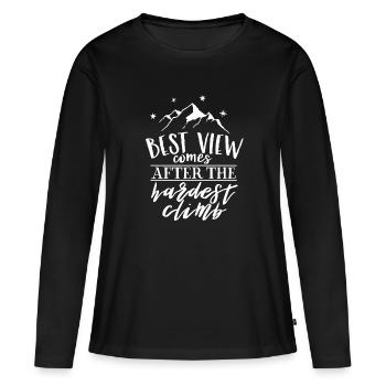MEILLEURE VUE - Adventure Travel Travel Mountain - T-shirt manches longues Premium bio Femme - noir - Devant - Julia (174cm)