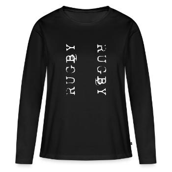 Rugby Rugby - T-shirt manches longues Premium bio Femme - noir - Devant - Julia (174cm)