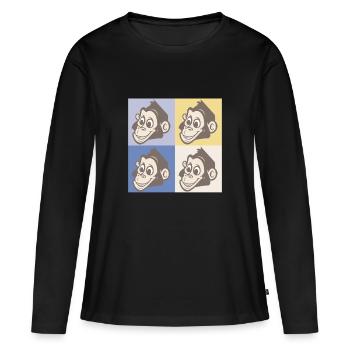 Pop Art Monkey - T-shirt manches longues Premium bio Femme - noir - Devant - Julia (174cm)