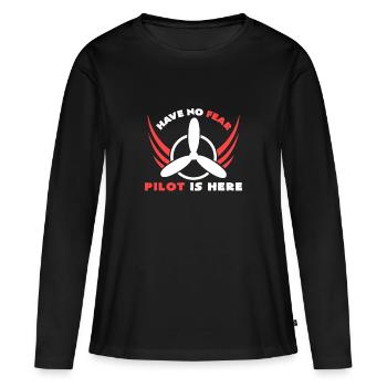 Pilot - Frauen Premium Bio Langarmshirt - Schwarz - Vorne - Julia (174cm)
