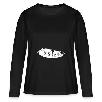Cadeau de chemise de grossesse de jumeaux mère - T-shirt manches longues Premium bio Femme - noir - Devant - Julia (174cm)