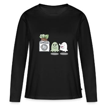 Geist Kostüm Waschmaschine dreckiges Lacken - Frauen Premium Bio Langarmshirt - Schwarz - Vorne - Julia (174cm)