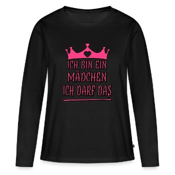 Ich darf das für Frauen und Mädchen frecher Spruch - Frauen Premium Bio Langarmshirt - Schwarz - Vorne - Julia (174cm)