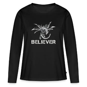 Dragon dragon croyant - T-shirt manches longues Premium bio Femme - noir - Devant - Julia (174cm)