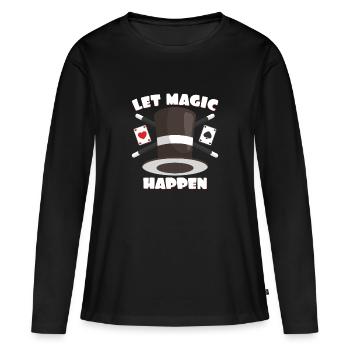 Faisons l’expérience de la magie - T-shirt manches longues Premium bio Femme - noir - Devant - Julia (174cm)