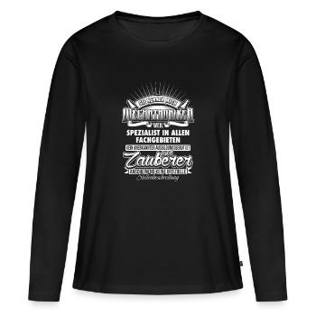 Mechatroniker Spezialist und Zauberer Geschenk - Frauen Premium Bio Langarmshirt - Schwarz - Vorne - Julia (174cm)