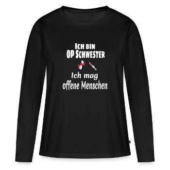 Op Schwester Krankenschwester lustiges Geschenk - Frauen Premium Bio Langarmshirt - Schwarz - Vorne - Julia (174cm)