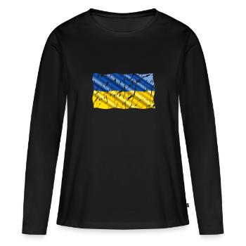 Ukraine - T-shirt manches longues Premium bio Femme - noir - Devant - Julia (174cm)