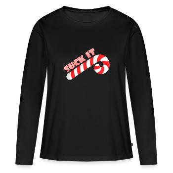 sucre de canne - T-shirt manches longues Premium bio Femme - noir - Devant - Julia (174cm)