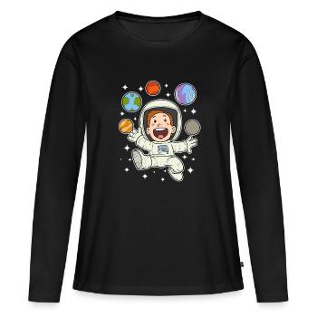 Astronaut Planet Star Space Space Space - Women's Premium Organic Long Sleeve Shirt - black - Front - Julia (174cm)