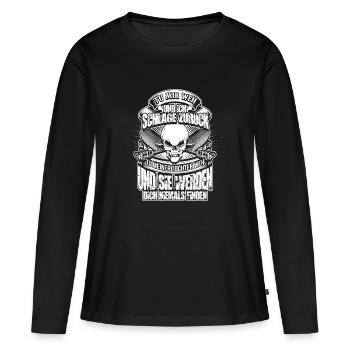 Père Ne fais pas de mal à ma fille! cadeau - T-shirt manches longues Premium bio Femme - noir - Devant - Julia (174cm)