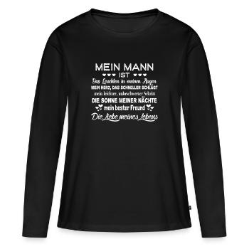 Mari amour de mon cadeau de vie - T-shirt manches longues Premium bio Femme - noir - Devant - Julia (174cm)