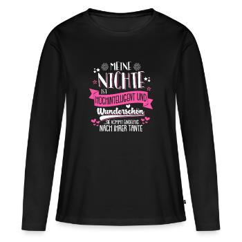 Tante Tolle Nichte kommt nach mir Geschenk - Frauen Premium Bio Langarmshirt - Schwarz - Vorne - Julia (174cm)