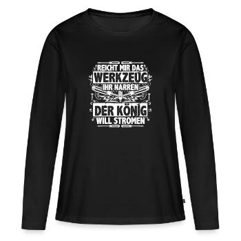 Elektriker Der König will stromen Geschenk - Frauen Premium Bio Langarmshirt - Schwarz - Vorne - Julia (174cm)