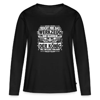 Elektriker König will Kabel verlegen Geschenk - Frauen Premium Bio Langarmshirt - Schwarz - Vorne - Julia (174cm)