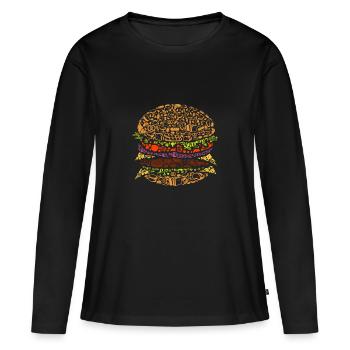 Burger - T-shirt manches longues Premium bio Femme - noir - Devant - Julia (174cm)