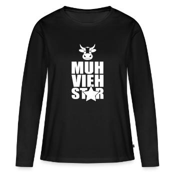 Muh vieh star mit cow head und star - Frauen Premium Bio Langarmshirt - Schwarz - Vorne - Julia (174cm)