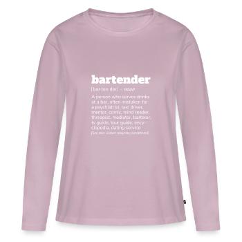 Bar-tend-er Définition Chemise Bartender Barkeeper - T-shirt manches longues Premium bio Femme - rose poudré - Devant - Julia (174cm)