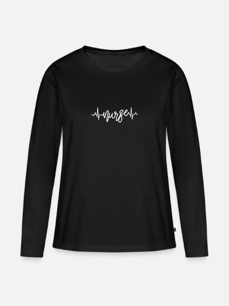 Krankenschwester-Herzschlag-Hemd, das leidenschaftlichen Job pflegt - Frauen Premium Bio Langarmshirt - Schwarz