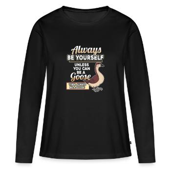 Gans - Frauen Premium Bio Langarmshirt - Schwarz - Vorne - Julia (174cm)