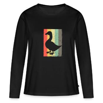 Gans - Frauen Premium Bio Langarmshirt - Schwarz - Vorne - Julia (174cm)