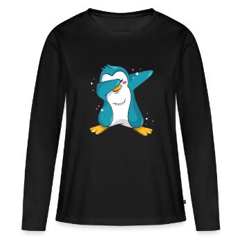 Pingouin dab - T-shirt manches longues Premium bio Femme - noir - Devant - Julia (174cm)