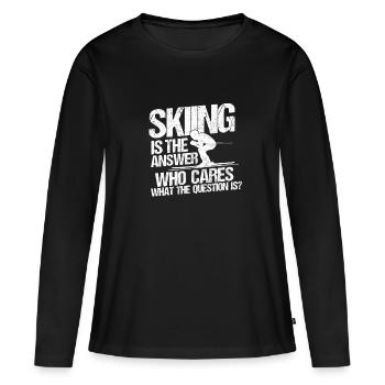 Ski - Frauen Premium Bio Langarmshirt - Schwarz - Vorne - Julia (174cm)