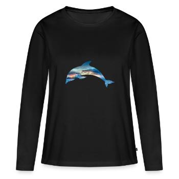 Dolphin dolphin pacific indian ocean fish animal - Women's Premium Organic Long Sleeve Shirt - black - Front - Julia (174cm)