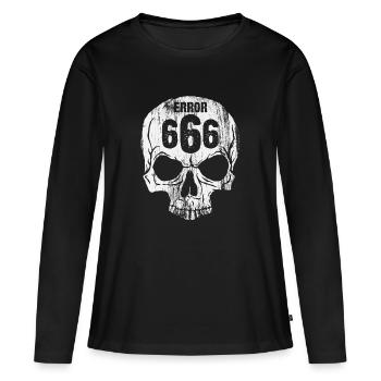 Erreur 666 - T-shirt manches longues Premium bio Femme - noir - Devant - Julia (174cm)