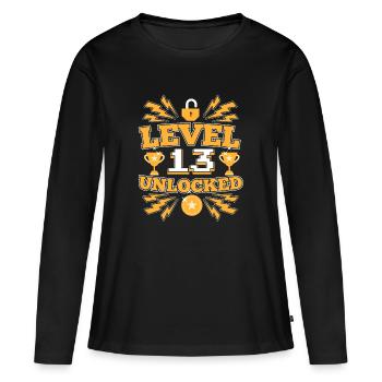 13ème anniversaire Treize cadeau de 13 ans - T-shirt manches longues Premium bio Femme - noir - Devant - Julia (174cm)