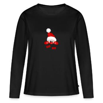 Merry Christmas Weihnachten ho ho Weihnachtsmann - Frauen Premium Bio Langarmshirt - Schwarz - Vorne - Julia (174cm)