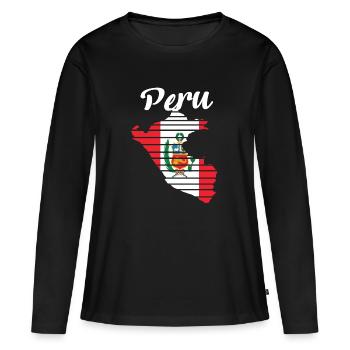 Peru - Frauen Premium Bio Langarmshirt - Schwarz - Vorne - Julia (174cm)