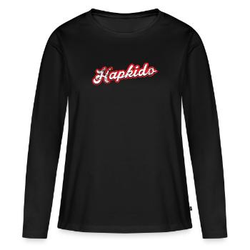 hapkido - vintage & distressed - Frauen Premium Bio Langarmshirt - Schwarz - Vorne - Julia (174cm)