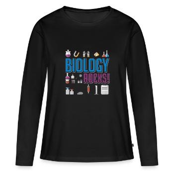 Biologie roches - T-shirt manches longues Premium bio Femme - noir - Devant - Julia (174cm)