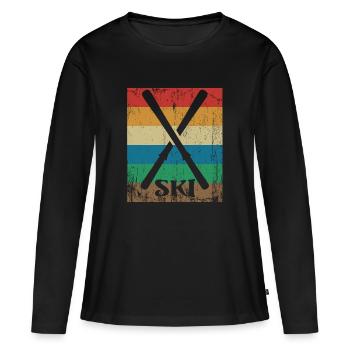 Ski style rétro - T-shirt manches longues Premium bio Femme - noir - Devant - Julia (174cm)