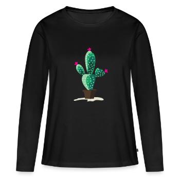 Conception mignonne de cactus - chemise drôle de cactus - T-shirt manches longues Premium bio Femme - noir - Devant - Julia (174cm)
