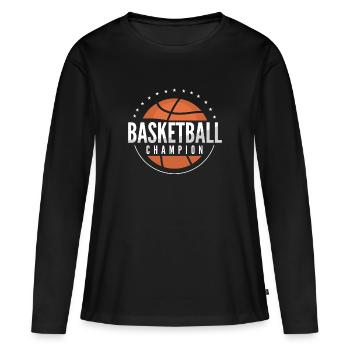 Basketball Retro Vintage Basketballer CHAMPION - T-shirt manches longues Premium bio Femme - noir - Devant - Julia (174cm)