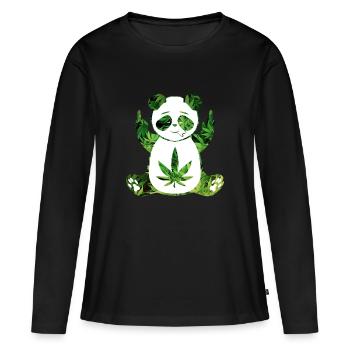 Panda lapidé - T-shirt manches longues Premium bio Femme - noir - Devant - Julia (174cm)