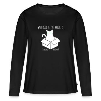 Schroedinger Katze - Experiment mit der Box - Frauen Premium Bio Langarmshirt - Schwarz - Vorne - Julia (174cm)