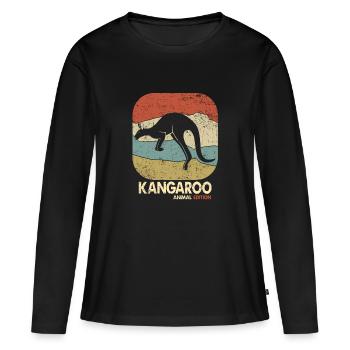 Kangourou - T-shirt manches longues Premium bio Femme - noir - Devant - Julia (174cm)