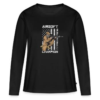 Airsoft - T-shirt manches longues Premium bio Femme - noir - Devant - Julia (174cm)