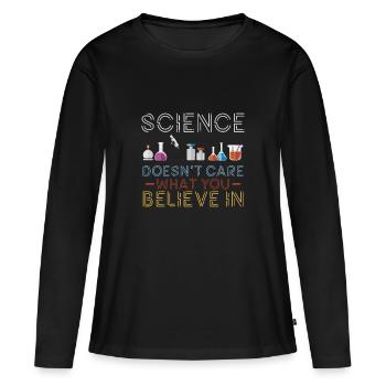 Expériences cadeaux science faits - T-shirt manches longues Premium bio Femme - noir - Devant - Julia (174cm)