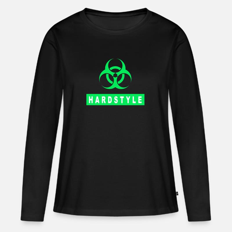 Hardstyle Biohazard Techno - Frauen Premium Bio Langarmshirt - Schwarz