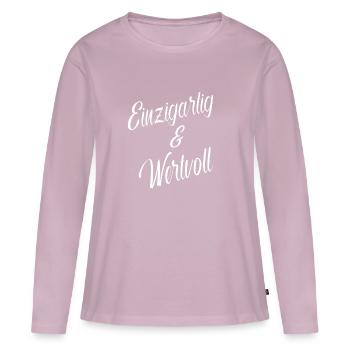 Einzigartig und Wertvoll Selbstbewusstsein Zitat - Frauen Premium Bio Langarmshirt - Altrosa - Vorne - Julia (174cm)