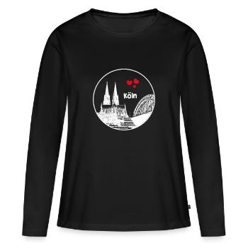 Cathédrale de Cologne - T-shirt manches longues Premium bio Femme - noir - Devant - Julia (174cm)