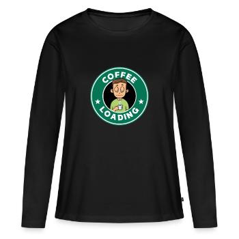 coffee loading - T-shirt manches longues Premium bio Femme - noir - Devant - Julia (174cm)
