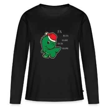 Lustig Dino Weihnachtsbaum Weihnachten Geschenk - Frauen Premium Bio Langarmshirt - Schwarz - Vorne - Julia (174cm)