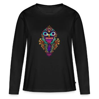 Goa Neon Psytrance Mandala Festival - Women's Premium Organic Long Sleeve Shirt - black - Front - Julia (174cm)